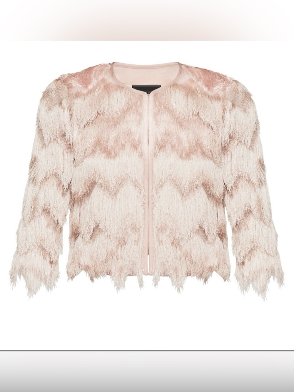 BCBGMaxAzria Blush Pink Fringe Jacket